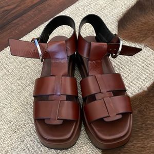 Sold out at stores. Wine color fisherman leather sandals. Worn once. Super cool.
